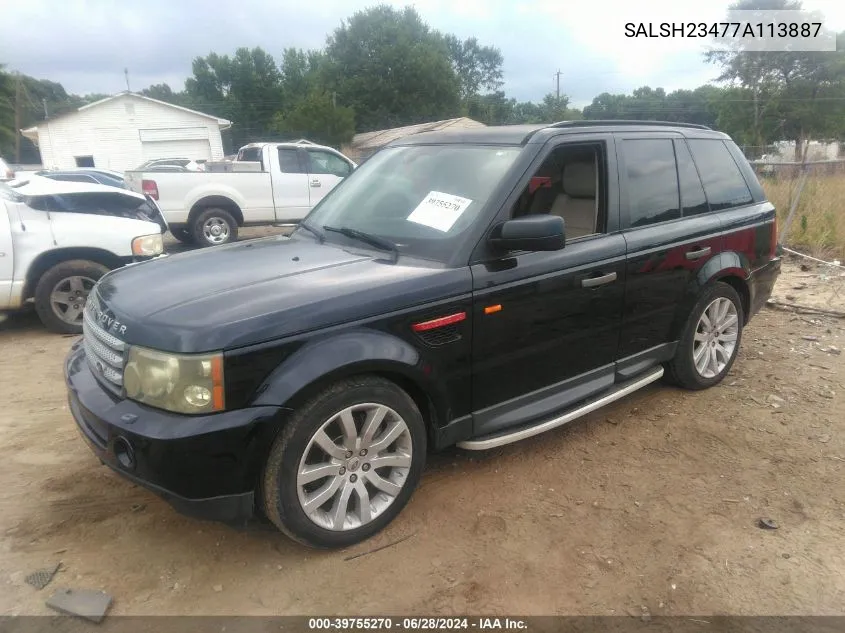 2007 Land Rover Range Rover Sport Supercharged VIN: SALSH23477A113887 Lot: 39755270