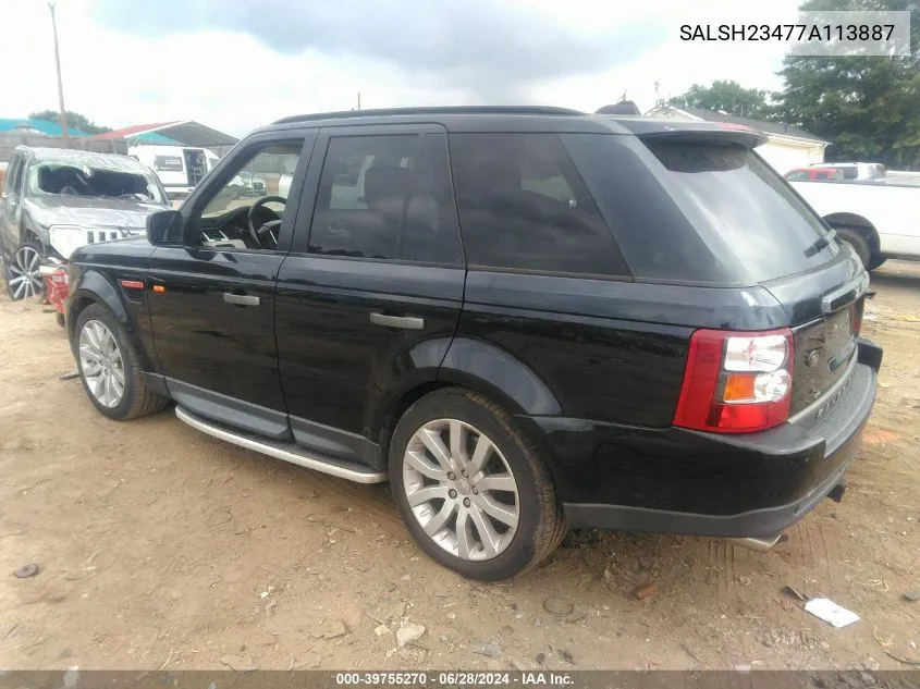 2007 Land Rover Range Rover Sport Supercharged VIN: SALSH23477A113887 Lot: 39755270