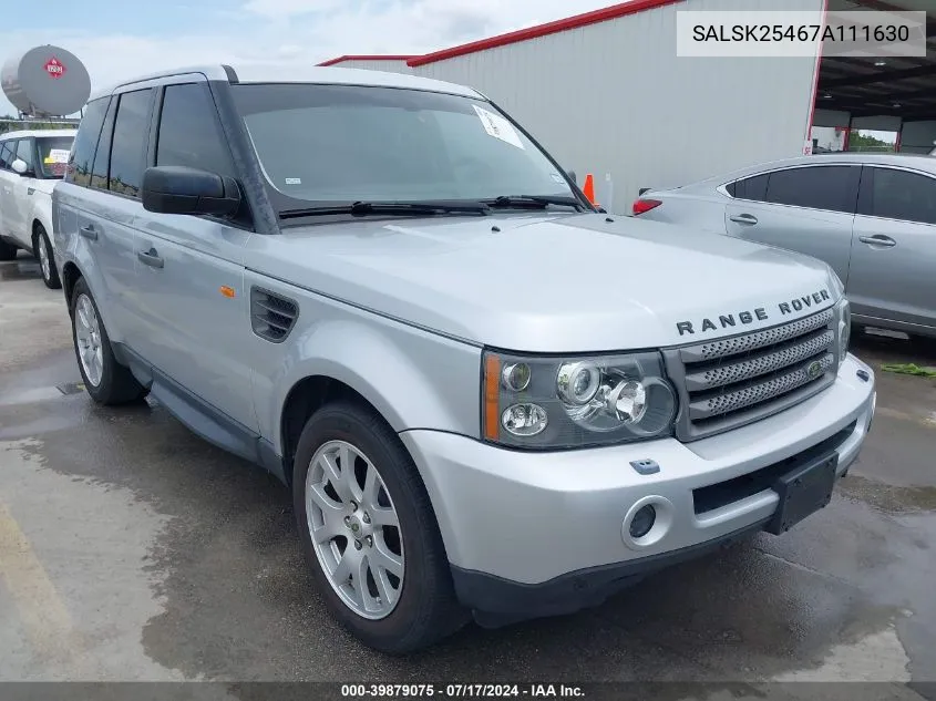 SALSK25467A111630 2007 Land Rover Range Rover Sport Hse