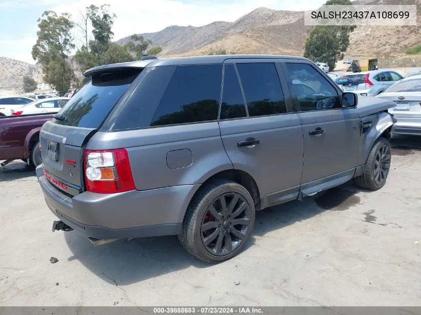 2007 Land Rover Range Rover Sport Supercharged VIN: SALSH23437A108699 Lot: 39888683