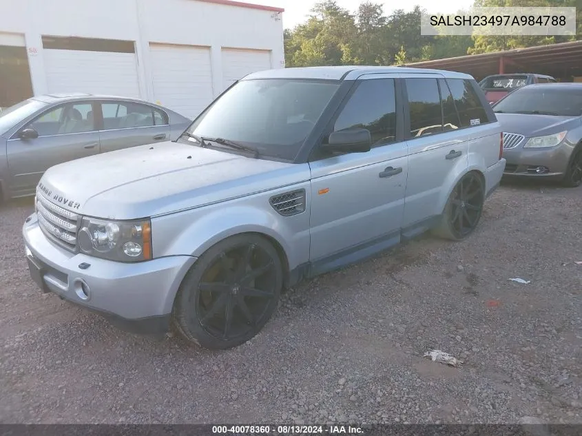 2007 Land Rover Range Rover Sport Supercharged VIN: SALSH23497A984788 Lot: 40078360