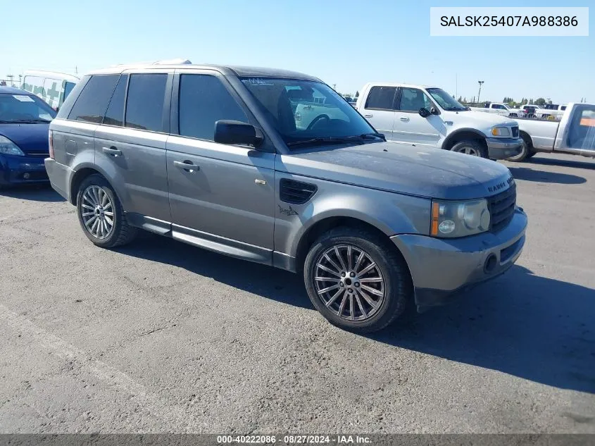 SALSK25407A988386 2007 Land Rover Range Rover Sport Hse