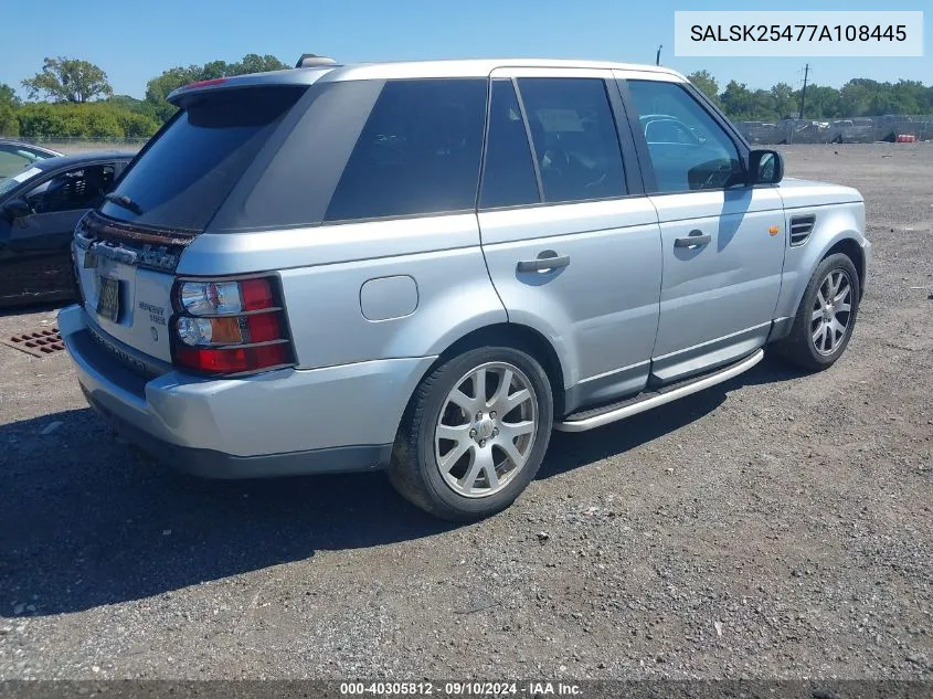 SALSK25477A108445 2007 Land Rover Range Rover Sport Hse