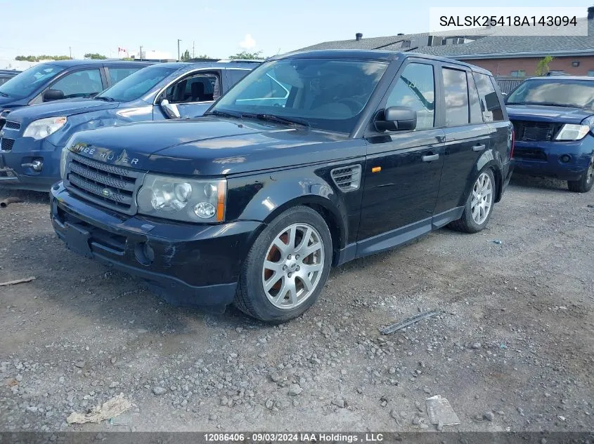 2008 Land Rover Range Rover Sport Hse VIN: SALSK25418A143094 Lot: 12086406