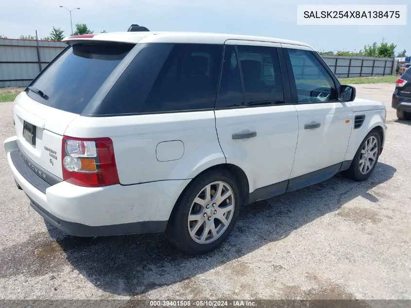 SALSK254X8A138475 2008 Land Rover Range Rover Sport Hse