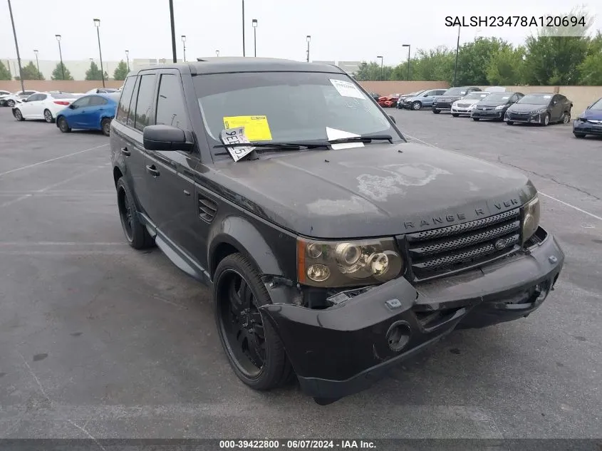 2008 Land Rover Range Rover Sport Supercharged VIN: SALSH23478A120694 Lot: 39422800