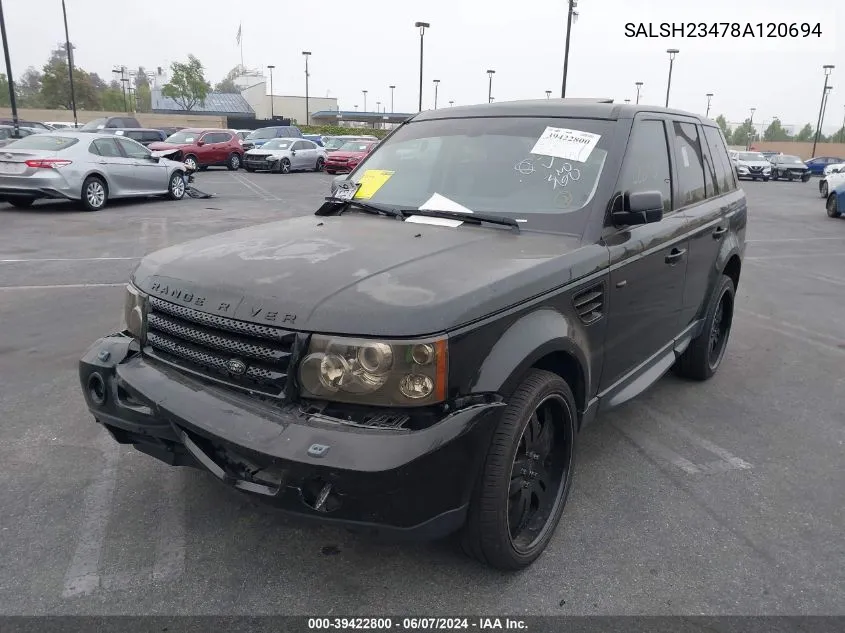 SALSH23478A120694 2008 Land Rover Range Rover Sport Supercharged