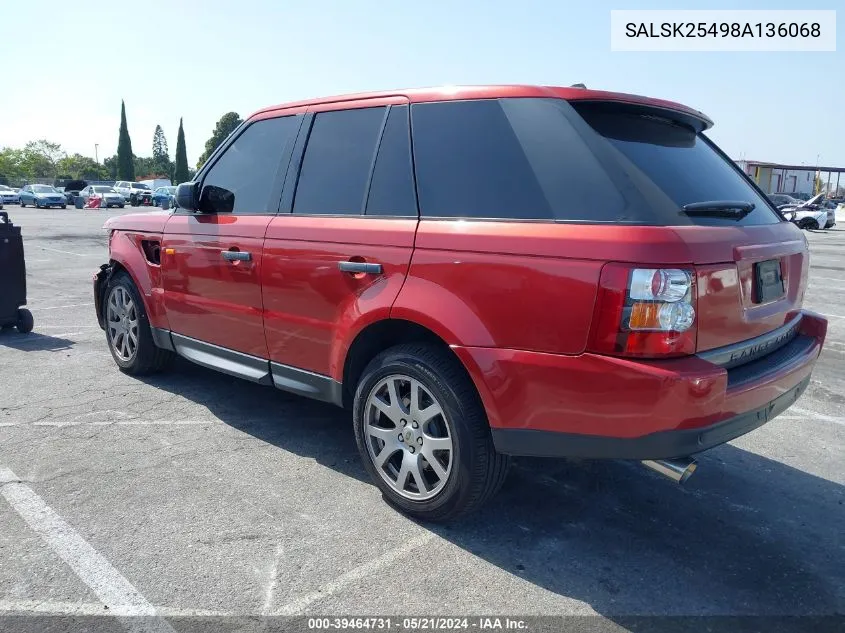 SALSK25498A136068 2008 Land Rover Range Rover Sport Hse