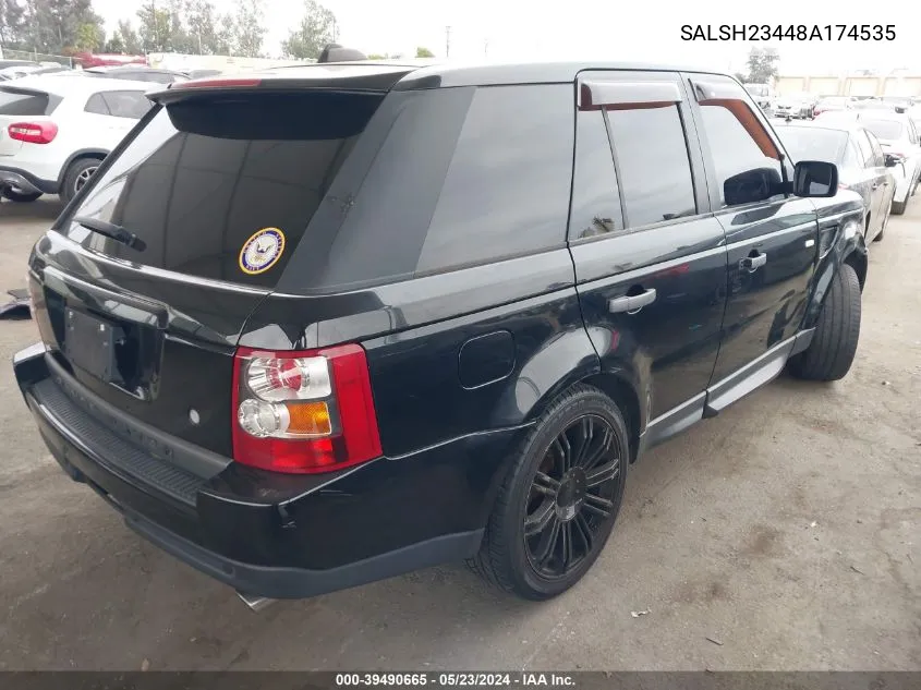 2008 Land Rover Range Rover Sport Supercharged VIN: SALSH23448A174535 Lot: 39490665