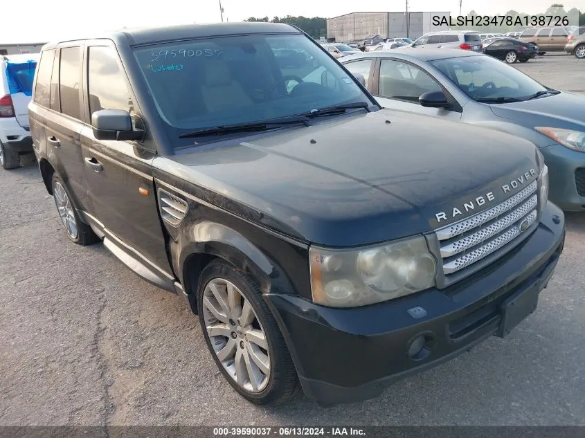 SALSH23478A138726 2008 Land Rover Range Rover Sport Supercharged