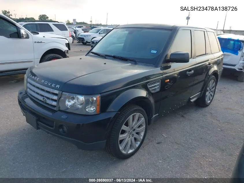 SALSH23478A138726 2008 Land Rover Range Rover Sport Supercharged