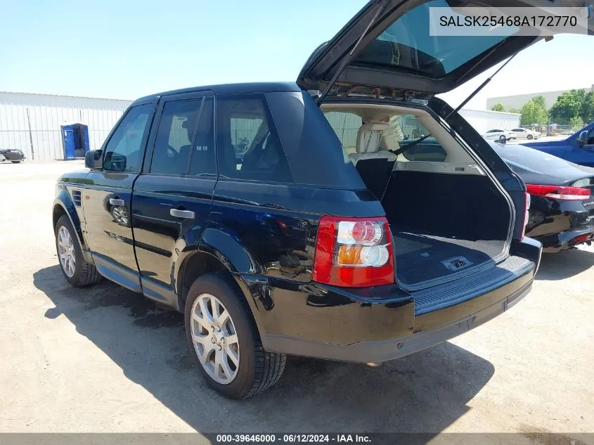 2008 Land Rover Range Rover Sport Hse VIN: SALSK25468A172770 Lot: 39646000