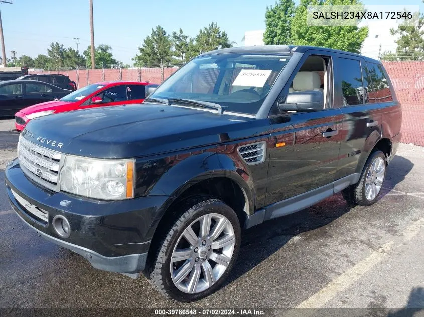 2008 Land Rover Range Rover Sport Supercharged VIN: SALSH234X8A172546 Lot: 39786548