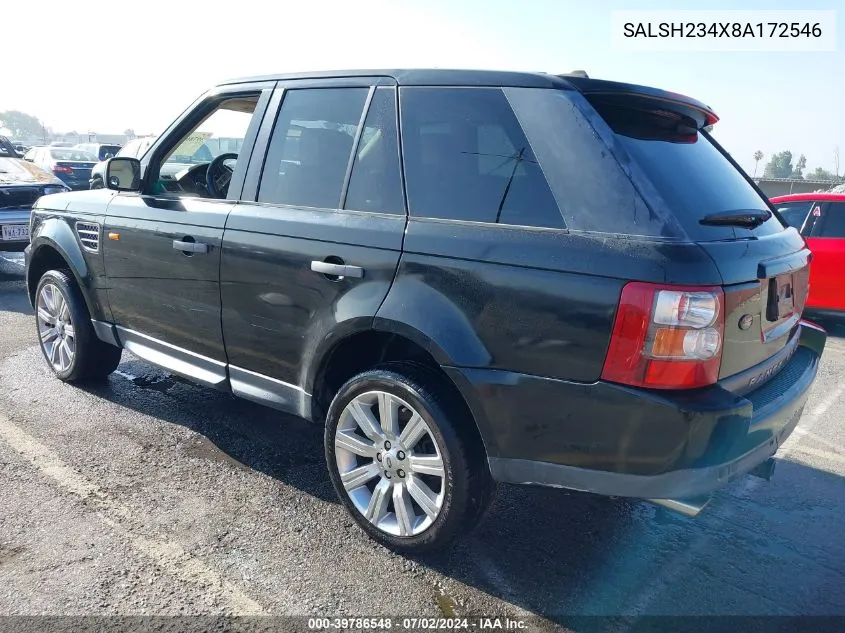 2008 Land Rover Range Rover Sport Supercharged VIN: SALSH234X8A172546 Lot: 39786548