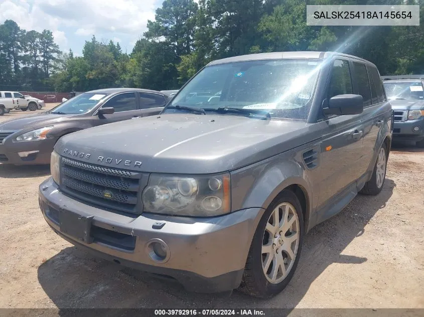 2008 Land Rover Range Rover Sport Hse VIN: SALSK25418A145654 Lot: 39792916