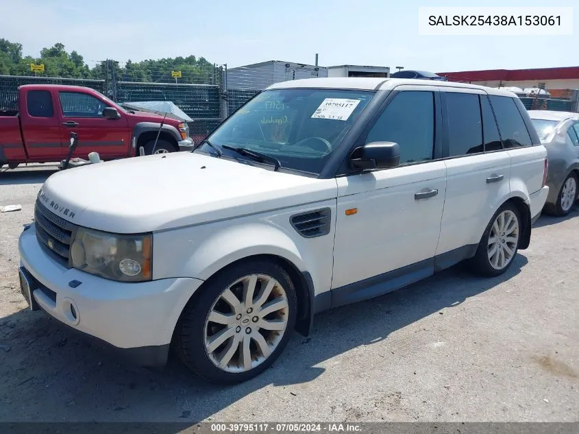 2008 Land Rover Range Rover Sport Hse VIN: SALSK25438A153061 Lot: 39795117