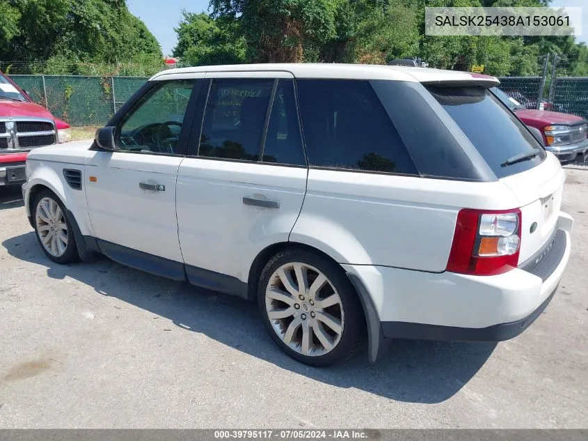 2008 Land Rover Range Rover Sport Hse VIN: SALSK25438A153061 Lot: 39795117