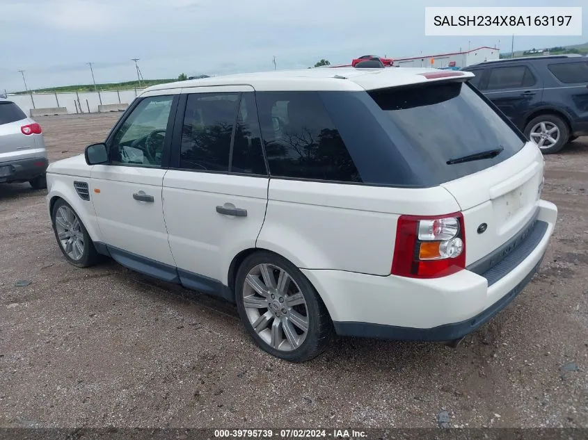 2008 Land Rover Range Rover Sport Supercharged VIN: SALSH234X8A163197 Lot: 39795739