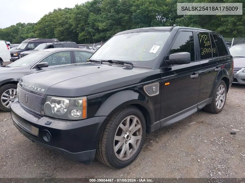 2008 Land Rover Range Rover Sport Hse VIN: SALSK25418A175009 Lot: 39804467