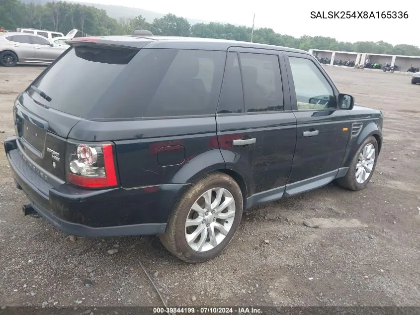 2008 Land Rover Range Rover Sport Hse VIN: SALSK254X8A165336 Lot: 39844199