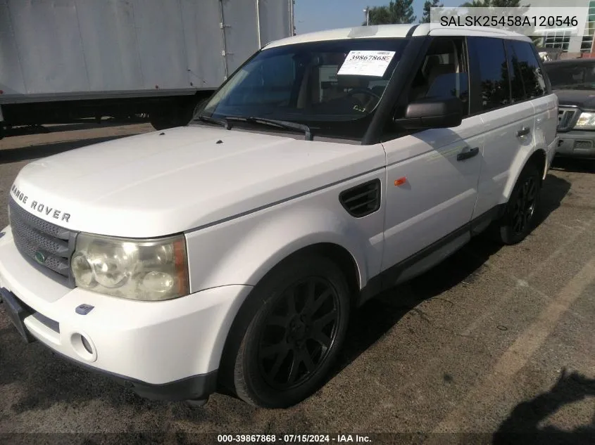 SALSK25458A120546 2008 Land Rover Range Rover Sport Hse