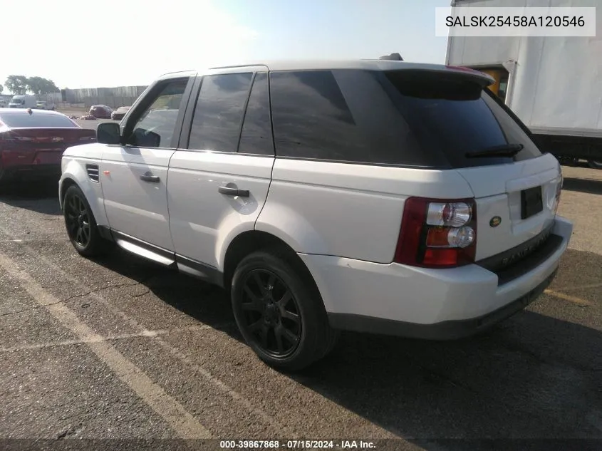 2008 Land Rover Range Rover Sport Hse VIN: SALSK25458A120546 Lot: 39867868