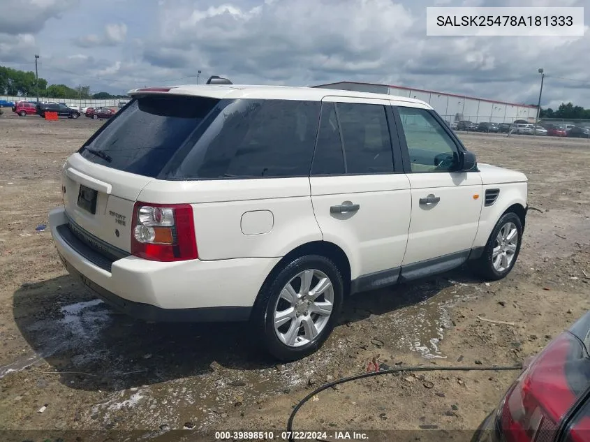 SALSK25478A181333 2008 Land Rover Range Rover Sport Hse