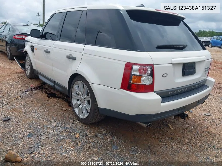 2008 Land Rover Range Rover Sport Supercharged VIN: SALSH23438A151327 Lot: 39904723