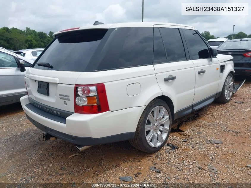 2008 Land Rover Range Rover Sport Supercharged VIN: SALSH23438A151327 Lot: 39904723