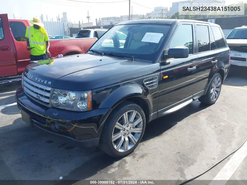 2008 Land Rover Range Rover Sport Supercharged VIN: SALSH23438A151005 Lot: 39985152