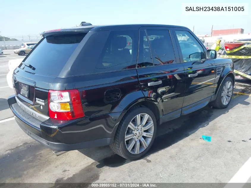 2008 Land Rover Range Rover Sport Supercharged VIN: SALSH23438A151005 Lot: 39985152