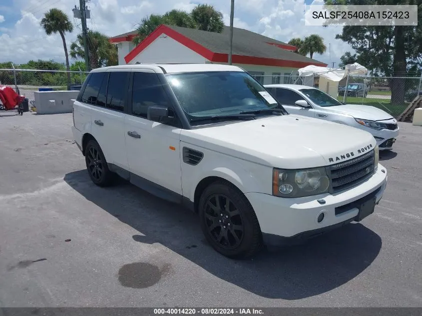 2008 Land Rover Range Rover Sport Hse VIN: SALSF25408A152423 Lot: 40014220