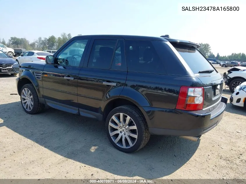 2008 Land Rover Range Rover Sport Supercharged VIN: SALSH23478A165800 Lot: 40070971