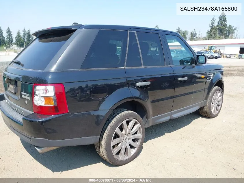 2008 Land Rover Range Rover Sport Supercharged VIN: SALSH23478A165800 Lot: 40070971