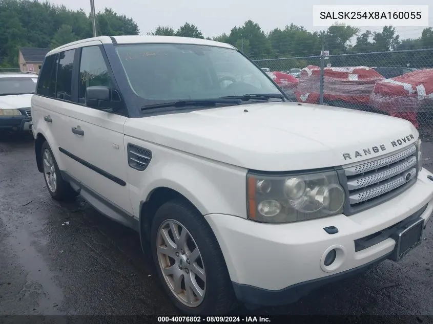 SALSK254X8A160055 2008 Land Rover Range Rover Sport Hse