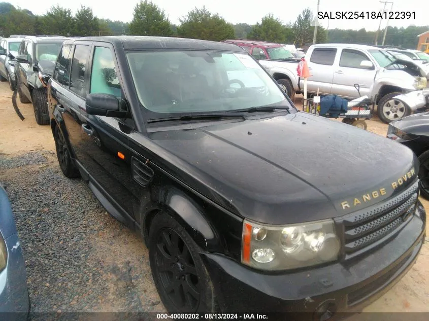 2008 Land Rover Range Rover Sport Hse VIN: SALSK25418A122391 Lot: 40080202