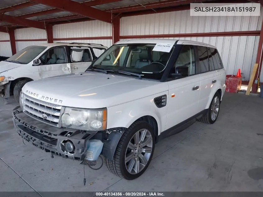 SALSH23418A151987 2008 Land Rover Range Rover Sport Supercharged