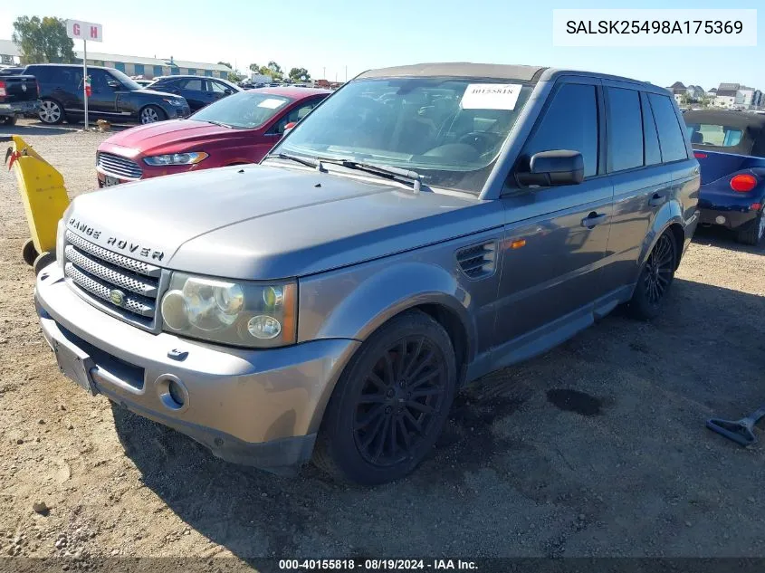 2008 Land Rover Range Rover Sport Hse VIN: SALSK25498A175369 Lot: 40155818