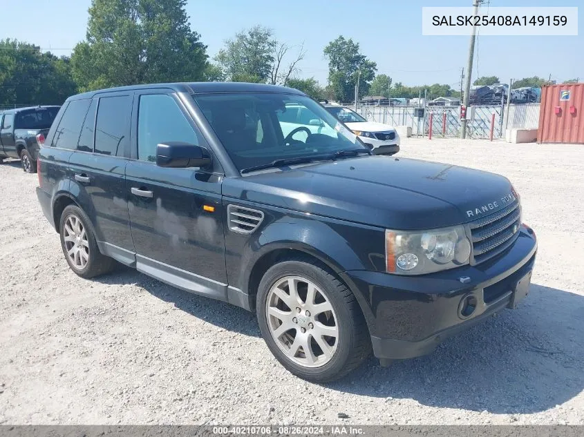 2008 Land Rover Range Rover Sport Hse VIN: SALSK25408A149159 Lot: 40210706