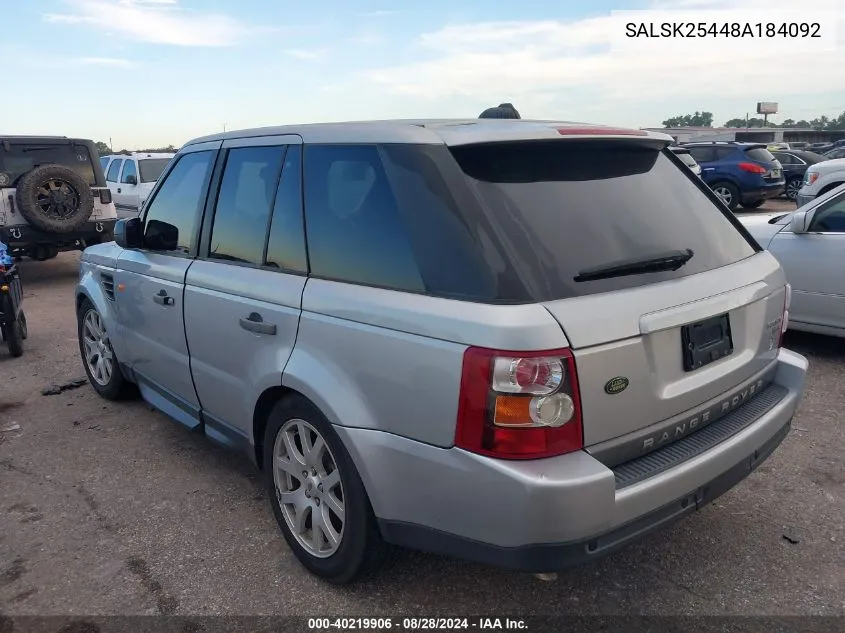 SALSK25448A184092 2008 Land Rover Range Rover Sport Hse