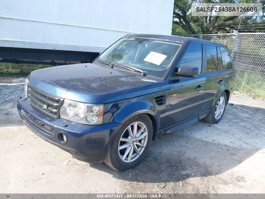 SALSF25438A126608 2008 Land Rover Range Rover Sport Hse