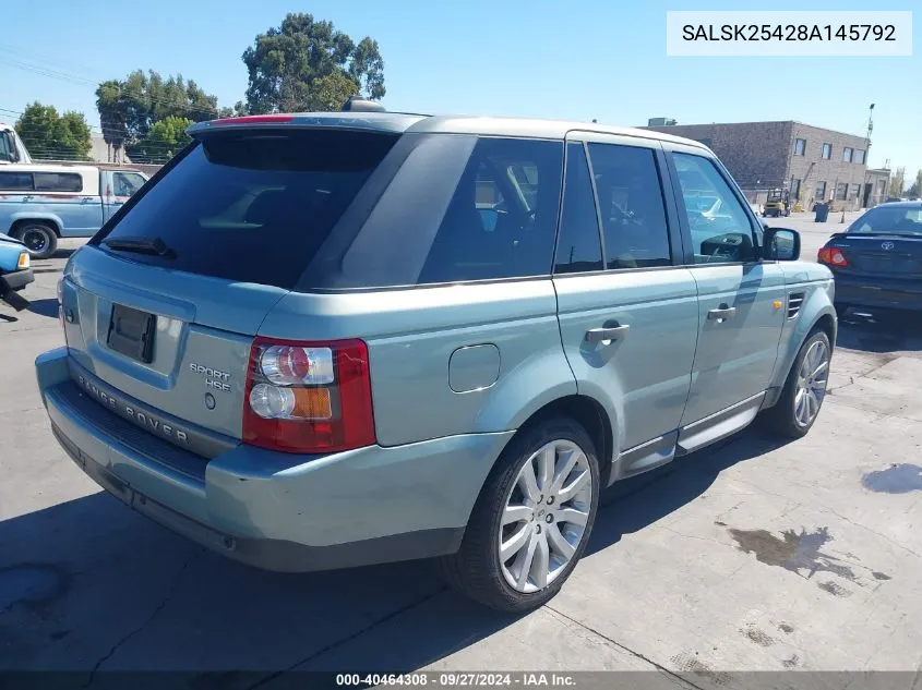 2008 Land Rover Range Rover Sport Hse VIN: SALSK25428A145792 Lot: 40464308