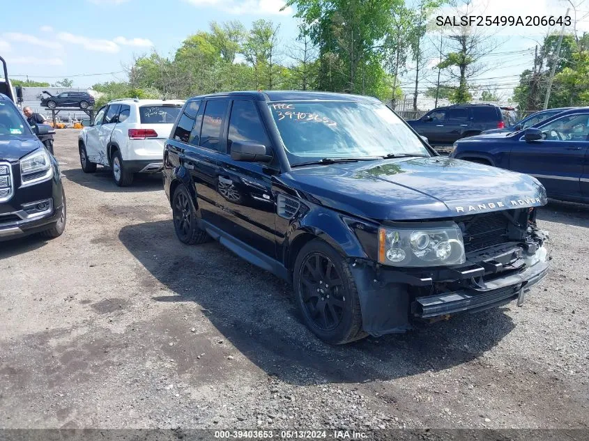 2009 Land Rover Range Rover Sport Hse VIN: SALSF25499A206643 Lot: 39403653