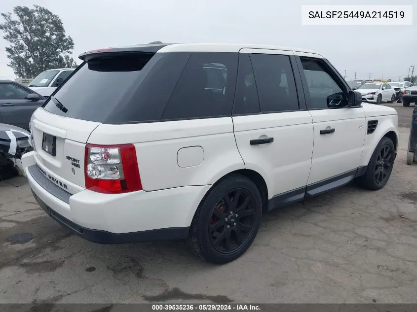 2009 Land Rover Range Rover Sport Hse VIN: SALSF25449A214519 Lot: 39535236