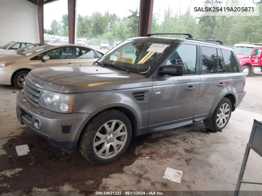 2009 Land Rover Range Rover Sport Hse VIN: SALSK25419A205871 Lot: 39631222