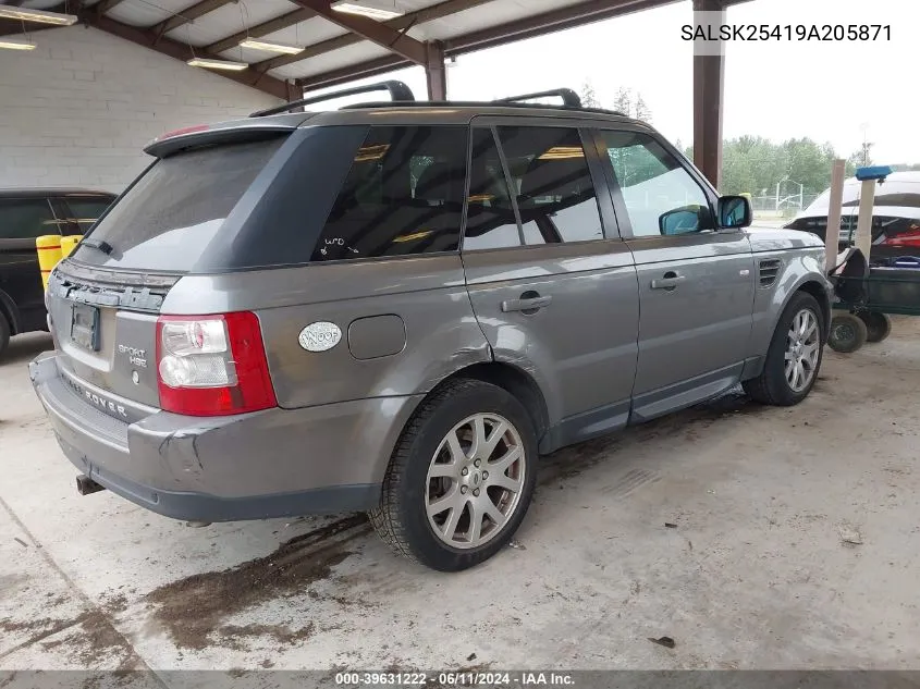 2009 Land Rover Range Rover Sport Hse VIN: SALSK25419A205871 Lot: 39631222