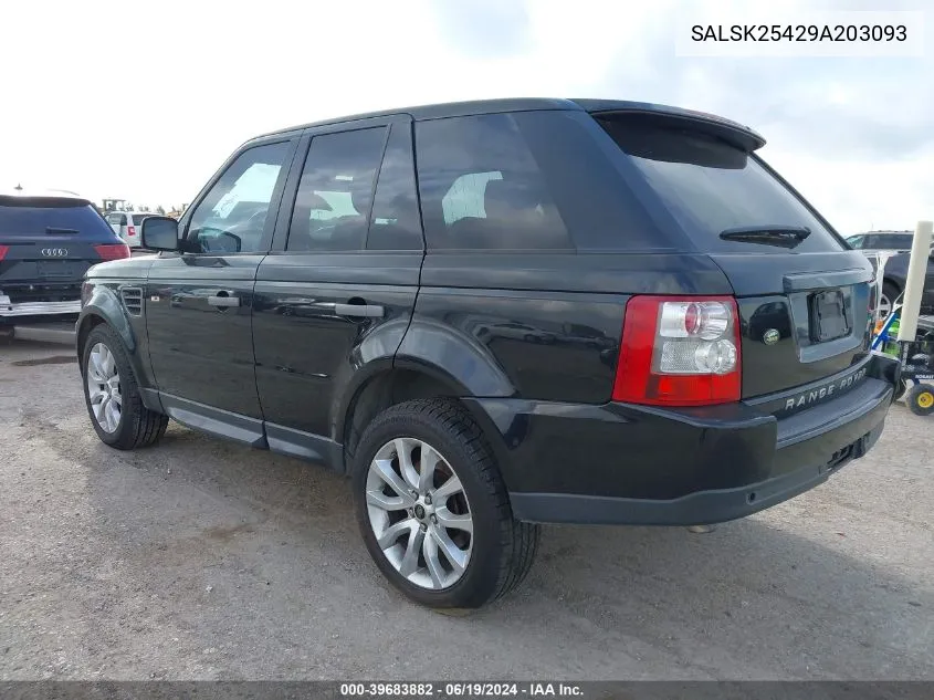 2009 Land Rover Range Rover Sport Hse VIN: SALSK25429A203093 Lot: 39683882