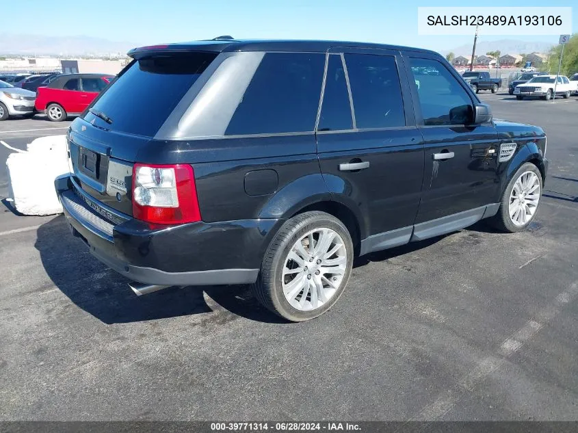 2009 Land Rover Range Rover Sport Supercharged VIN: SALSH23489A193106 Lot: 39771314