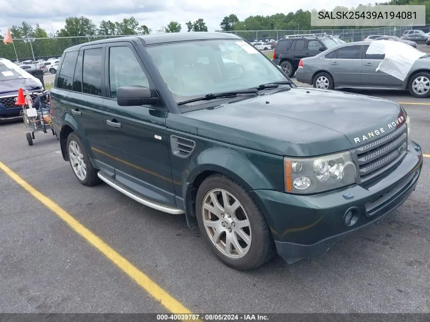 SALSK25439A194081 2009 Land Rover Range Rover Sport Hse