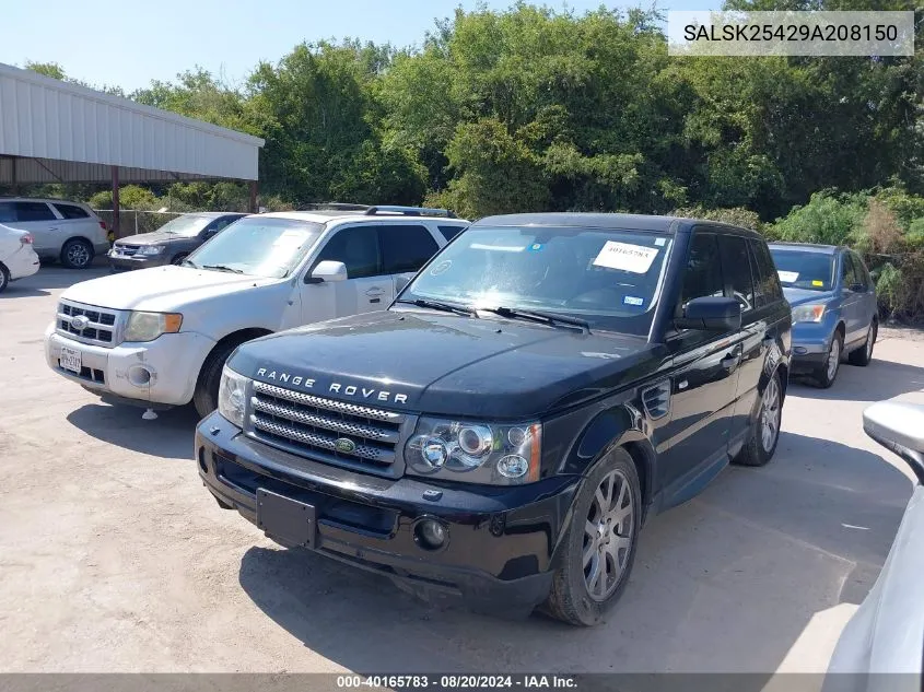 2009 Land Rover Range Rover Sport Hse VIN: SALSK25429A208150 Lot: 40165783